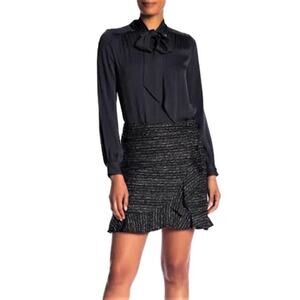 New! Nanette Lepore Ruffle Trim Metallic Tweed Boucle Mini Skirt
